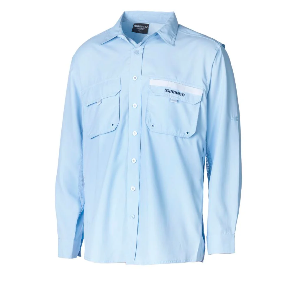 Shimano Blue Long Sleeve Vented Kids Fishing Shirt - Image 3